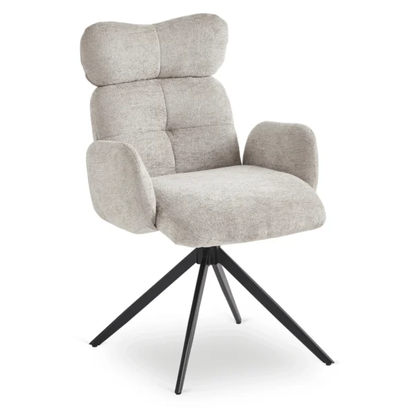 Scaun pivotant ALVARO Grey Boucle pentru sufragerie