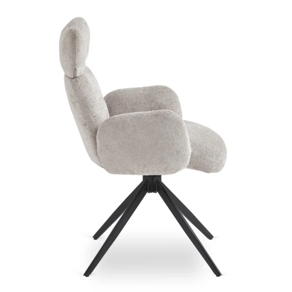 Scaun pivotant ALVARO Grey Boucle pentru sufragerie