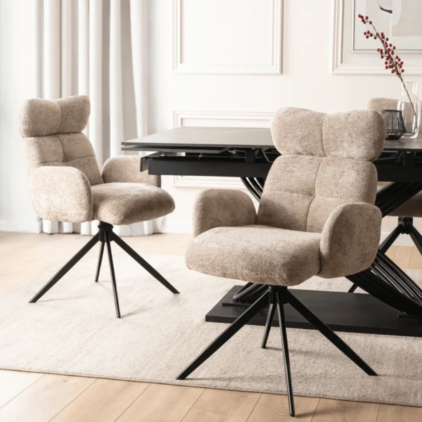 Scaun pivotant ALVARO bej Boucle pentru sufragerie