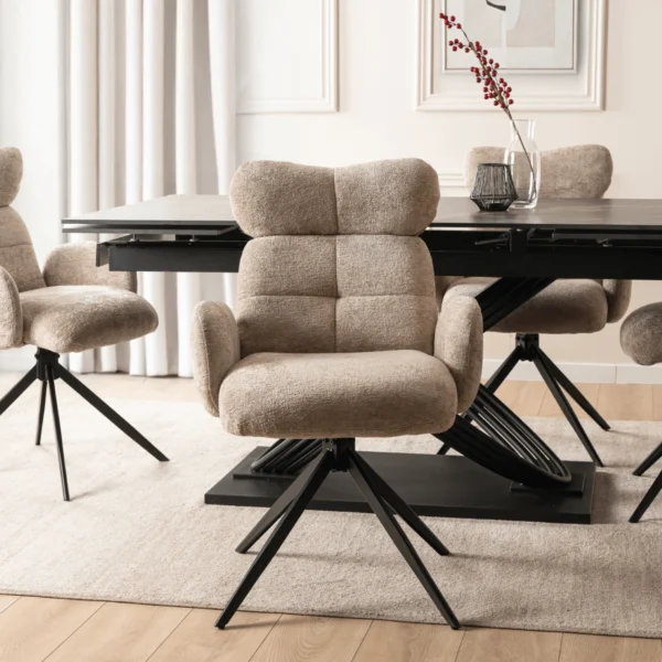 Scaun pivotant ALVARO bej Boucle pentru sufragerie