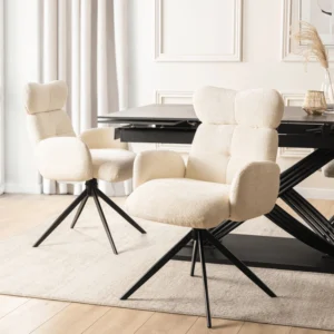 Scaun pivotant ALVARO Cream Boucle pentru sufragerie