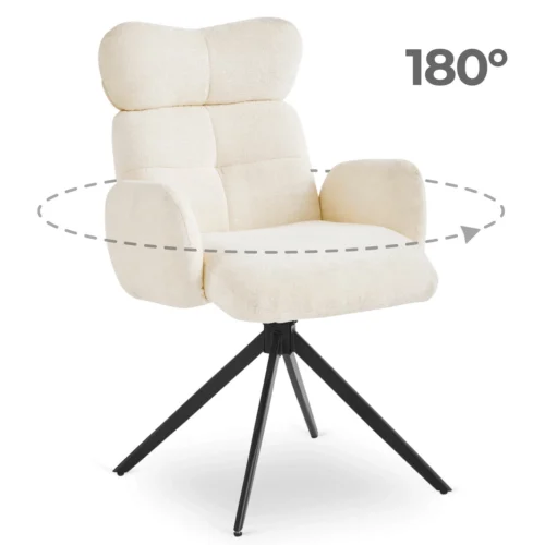 Scaun pivotant ALVARO Cream Boucle pentru sufragerie