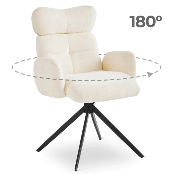 Scaun pivotant ALVARO Cream Boucle pentru sufragerie