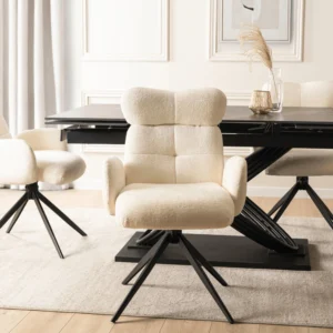 Scaun pivotant ALVARO Cream Boucle pentru sufragerie