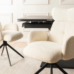 Scaun pivotant ALVARO Cream Boucle pentru sufragerie