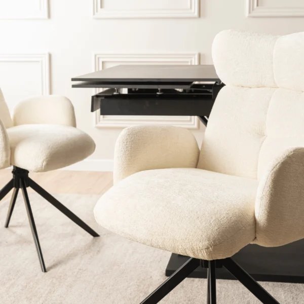 Scaun pivotant ALVARO Cream Boucle pentru sufragerie