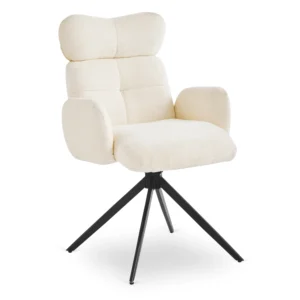 Scaun pivotant ALVARO Cream Boucle pentru sufragerie
