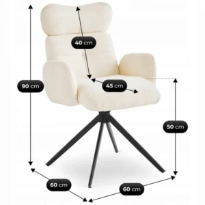 Scaun pivotant ALVARO Cream Boucle pentru sufragerie