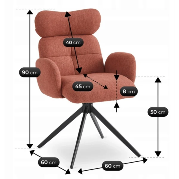 product-3858-9 Scaun pivotant ALVARO Rude pentru sufragerie