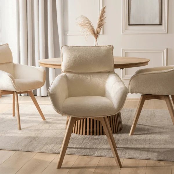 Scaun pivotant DIAS Cream Boucle