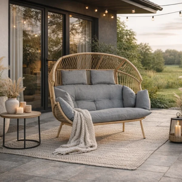 Canapea de grădină KORYNT gri cu două locuri