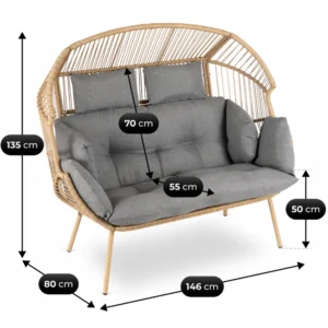 Canapea de grădină KORYNT gri cu două locuri