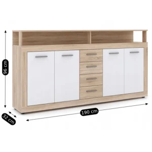 product-14760-4 Comodă de 190 cm BLAGO Sonoma Oak/White — Comode
