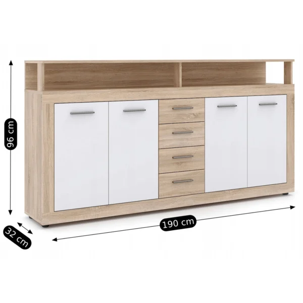 product-14760-4 Comodă de 190 cm BLAGO Sonoma Oak/White — Comode