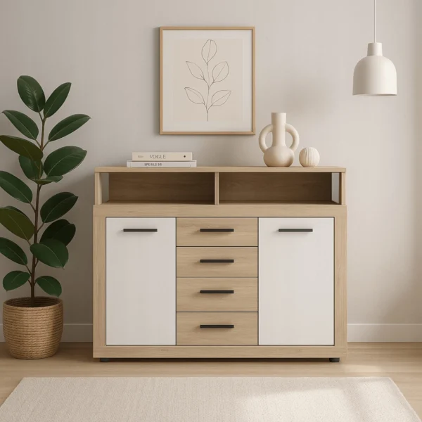 product-14761-0-1 Comodă BLAGO MIDI B 119,5 cm Stejar Sonoma / alb — Comode