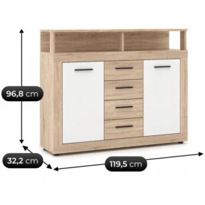product-14761-4 Comodă BLAGO MIDI B 119,5 cm Stejar Sonoma / alb — Comode
