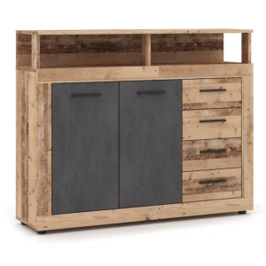 Comodă BLAGO MIDI A 119,6 cm Stejar brut/Negru