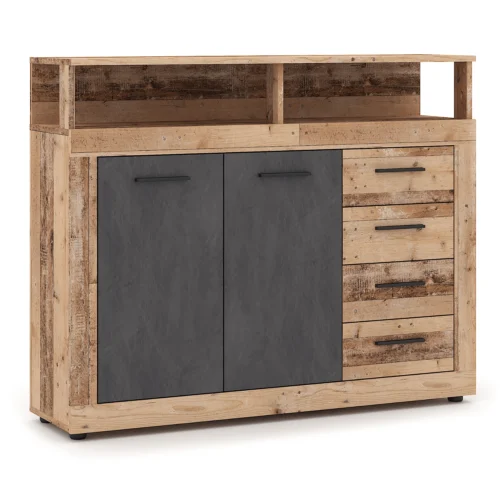 product-14763-0 Comoda BLAGO MIDI A 119,6 cm stejar brut/negru — Comode