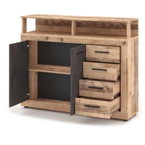 product-14763-2 Comoda BLAGO MIDI A 119,6 cm stejar brut/negru — Comode