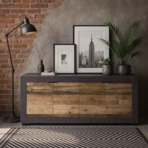 product-14764-0-1 Comodă cu sertare BLAGO 180 cm stejar închis/negru — Comode