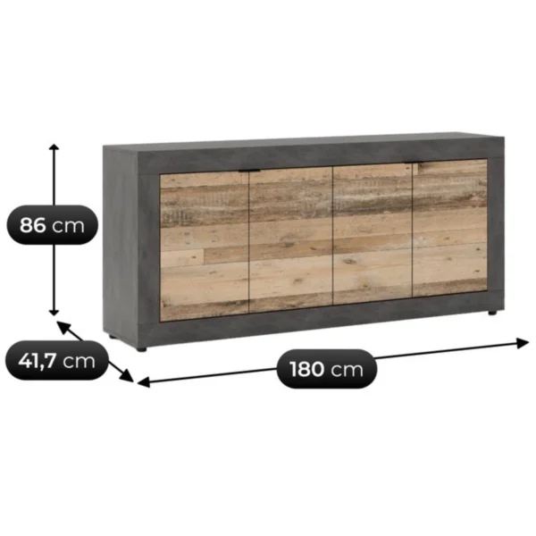Comodă BLAGO 180 cm stejar brut/negru — Comode