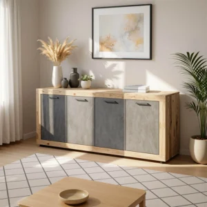 Comodă cu sertare BLAGO 180 cm Negru/Oak — Comode