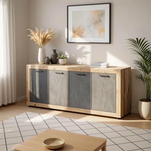 Comodă cu sertare BLAGO 180 cm Negru/Oak — Comode