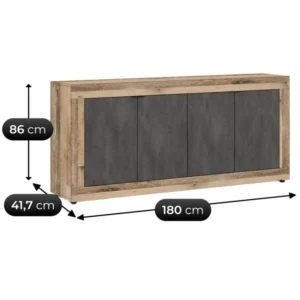Comodă cu sertare BLAGO 180 cm Negru/Oak — Comode