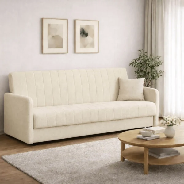 PORTO canapea extensibilă Bej deschis Boucle — Canapele și sofale