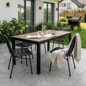 product-14771-0-1 Masă de grădină ARGOS 140-180 cm nuc/negru — Mese și măsuțe
