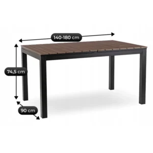 product-14771-5 Masă de grădină ARGOS 140-180 cm nuc/negru — Mese și măsuțe