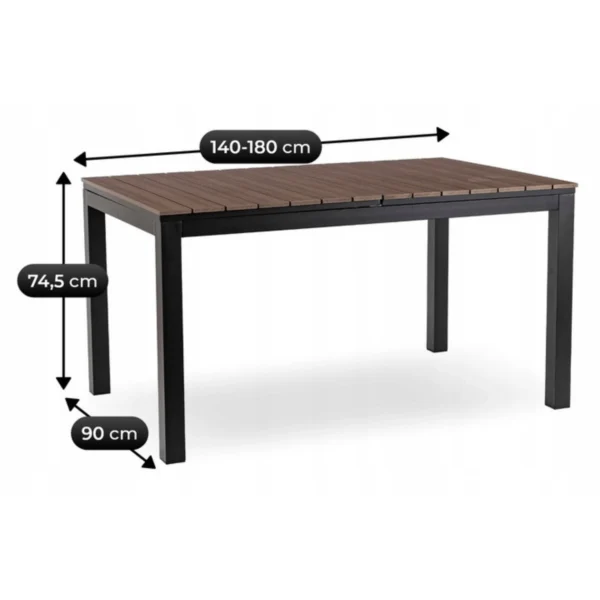 product-14771-5 Masă de grădină ARGOS 140-180 cm nuc/negru — Mese și măsuțe