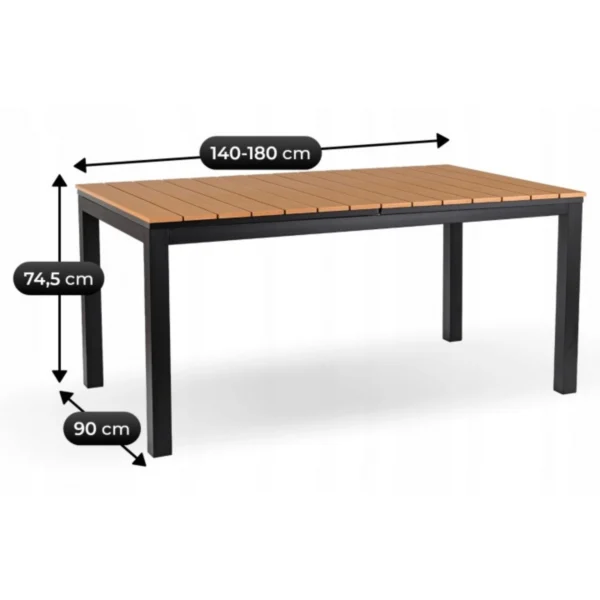 product-14774-6 Masă de grădină ARGOS 140-180 cm stejar/negru — Mese și măsuțe