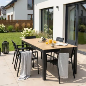 product-14775-0-1 Masă de grădină ARGOS 160-210 cm stejar/negru — Mese și măsuțe