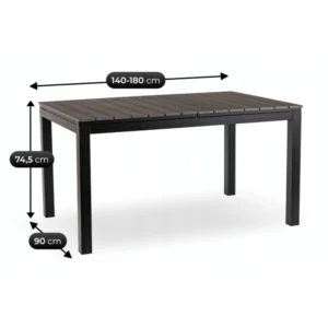product-14777-6 Masă de grădină ARGOS 140-180 cm Stejar gri închis/negru — Mese și măsuțe