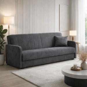 product-14783-0-1 PORTO Canapea Canapea pliabilă Gri Velur — Canapele și sofale
