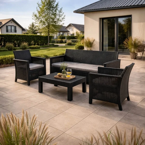 Set mobilier de grădină SAVIO negru — MOBILA