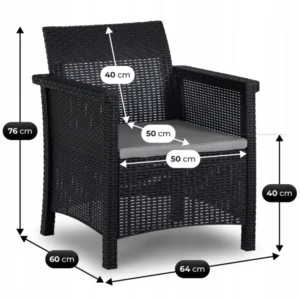 Set mobilier de grădină SAVIO negru — MOBILA