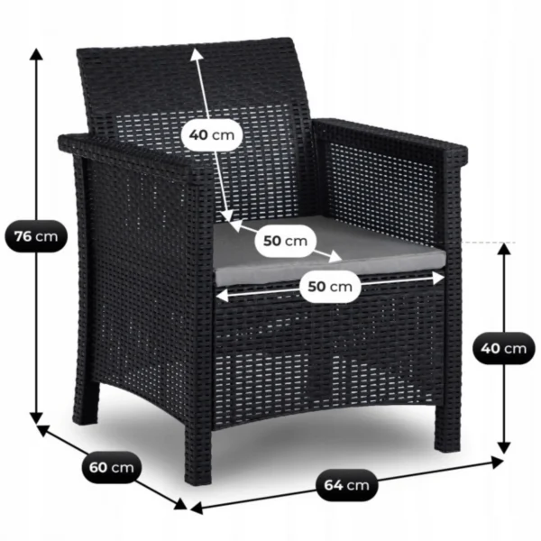Set mobilier de grădină SAVIO negru — MOBILA