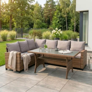 product-14785-0-1 COMODO Set mobilier de grădină maro/gri — MOBILA