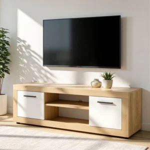 RTV BLAGO 140 cm stejar Sonoma / dulap alb — Comode
