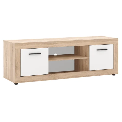 RTV BLAGO 140 cm stejar Sonoma / dulap alb — Comode