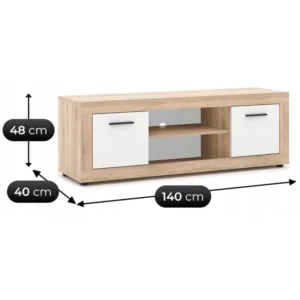 RTV BLAGO 140 cm stejar Sonoma / dulap alb — Comode