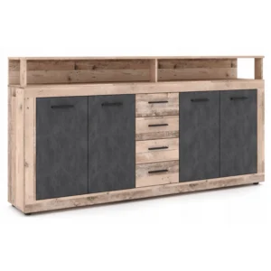 Comodă BLAGO 190 cm Stejar brut/Negru