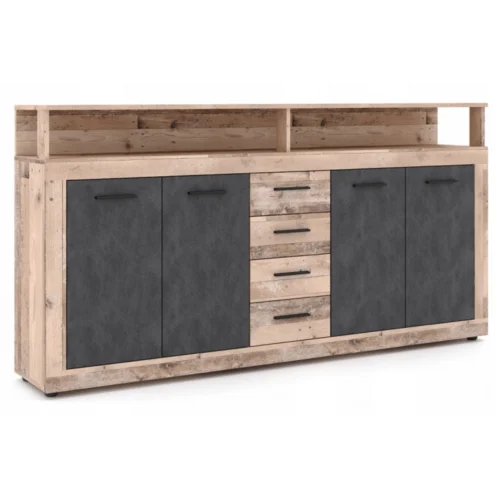 product-14787-0 Comodă cu sertare BLAGO 190 cm stejar brut/negru — Comode