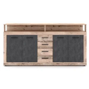 product-14787-2 Comodă cu sertare BLAGO 190 cm stejar brut/negru — Comode