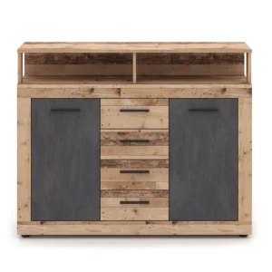 product-14790-1 Comodă BLAGO MIDI B 119,5 cm Stejar brut/Grafit — Comode