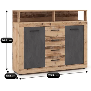 product-14790-3 Comodă BLAGO MIDI B 119,5 cm Stejar brut/Grafit — Comode