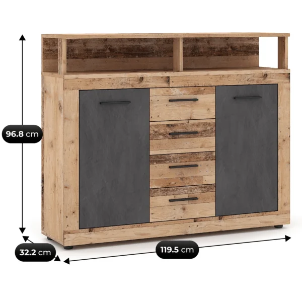 product-14790-3 Comodă BLAGO MIDI B 119,5 cm Stejar brut/Grafit — Comode