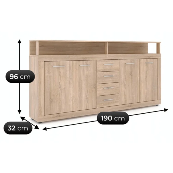 Comodă BLAGO 190 cm stejar Sonoma — Comode